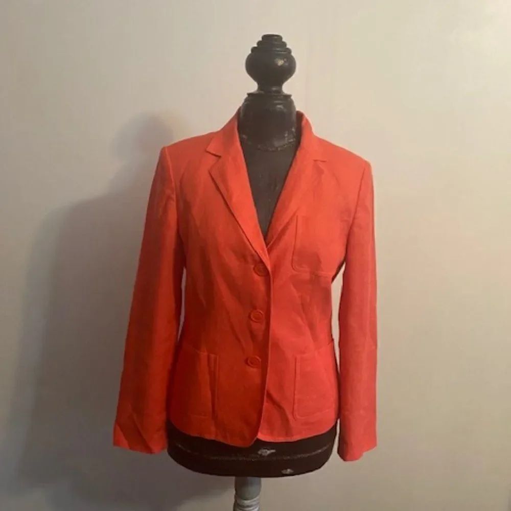 Talbots Orange Irish Linen 3 button blazer, size 8